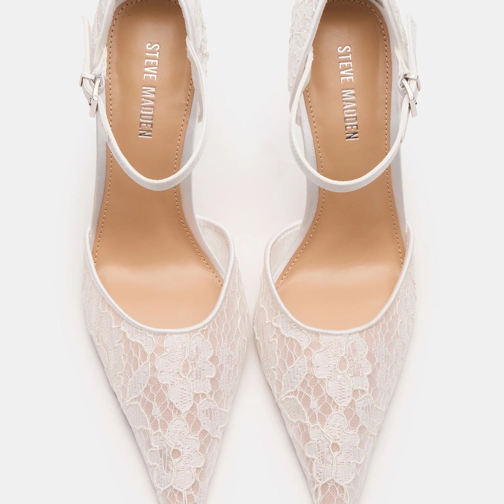 Steve Madden White Floral Lace Heels